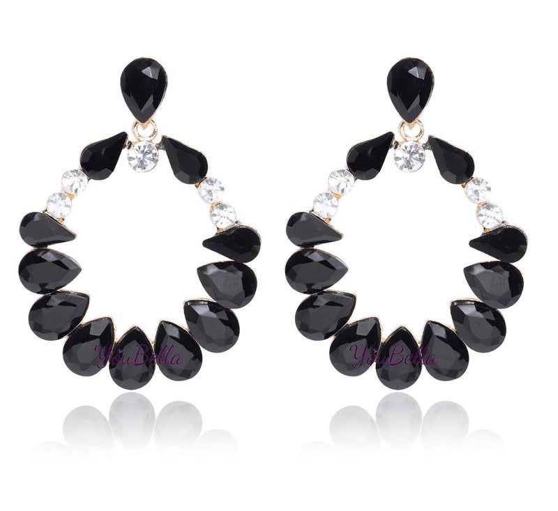 YouBella Earrings for women Jewellery Valentine Collection Swiss Zircon Earings Fashion Earrings for Girls and Women (Black) - Image 1