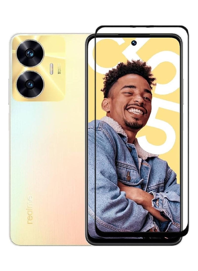 AINA حماية شاشة زجاجية مقسّاة 5D مصممة لهاتف Realme C55 تغطي الشاشة بالكامل مع لاصق كامل من الحافة إلى الحافة وخالية من الفقاعات - Image 1