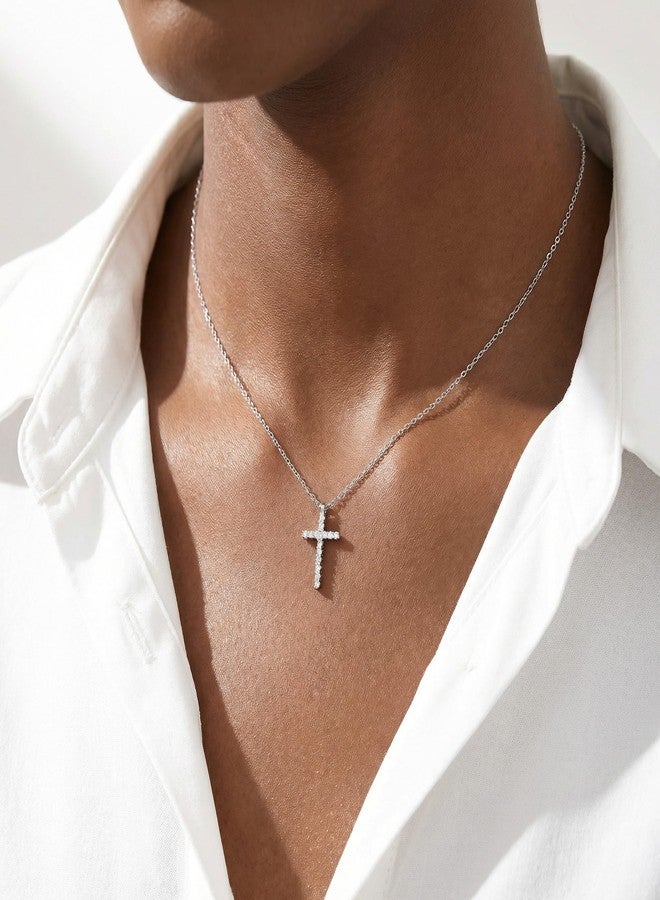 SLUYNZ Solid 925 Sterling Silver CZ Cross Choker Necklace for Women Teen Girls Cross Pendant Necklace (A-Sterling Silver) - Image 2