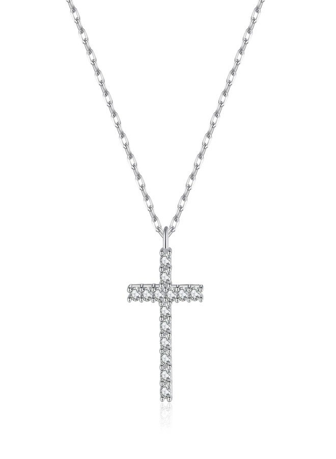 SLUYNZ Solid 925 Sterling Silver CZ Cross Choker Necklace for Women Teen Girls Cross Pendant Necklace (A-Sterling Silver) - Image 1