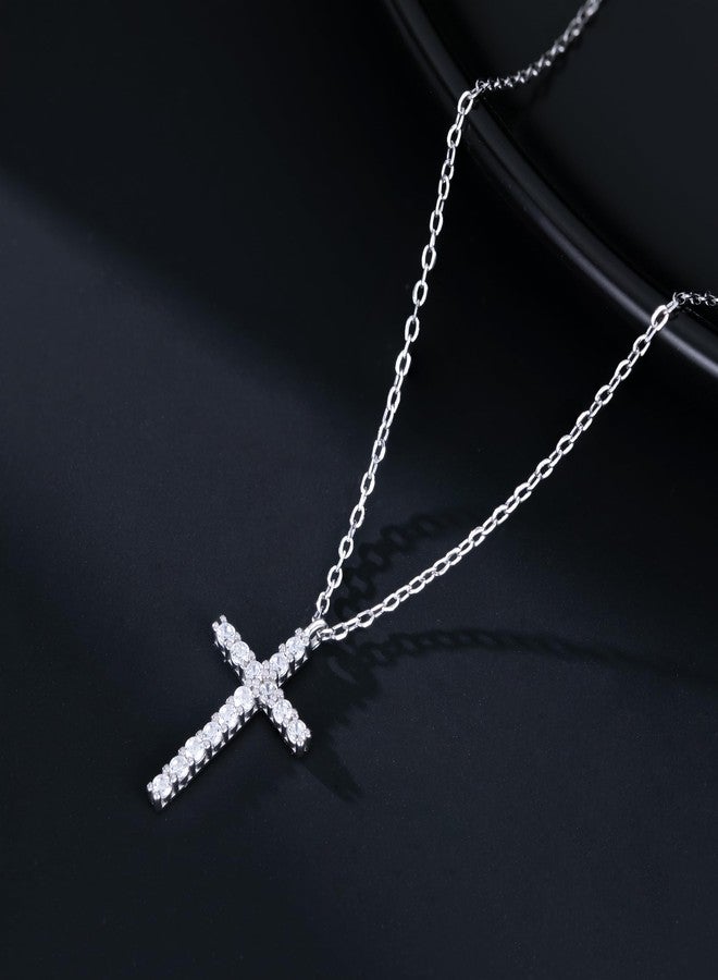 SLUYNZ Solid 925 Sterling Silver CZ Cross Choker Necklace for Women Teen Girls Cross Pendant Necklace (A-Sterling Silver) - Image 5