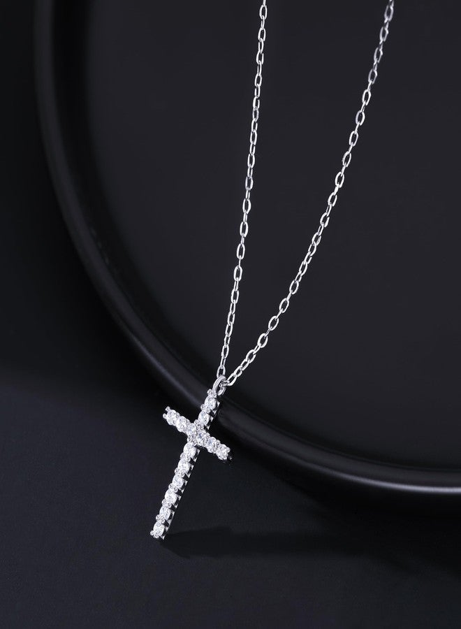 SLUYNZ Solid 925 Sterling Silver CZ Cross Choker Necklace for Women Teen Girls Cross Pendant Necklace (A-Sterling Silver) - Image 4