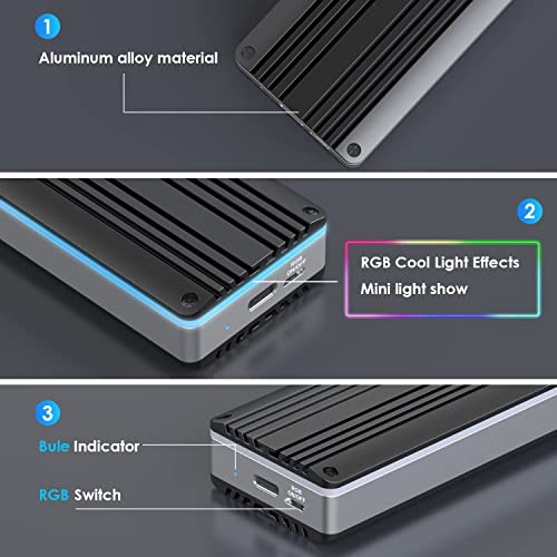 Etzin USB C 3.2 SSD Enclosure for 12+16 Pin Macbok SSDs for Macbok Pro 2013-15, iMac 2013-15, Macbok Air 2013-17,Portable Aluminum SSD Adapter with Adjustable Indicator for Macbok ssd-EPL-942HS. - Image 5