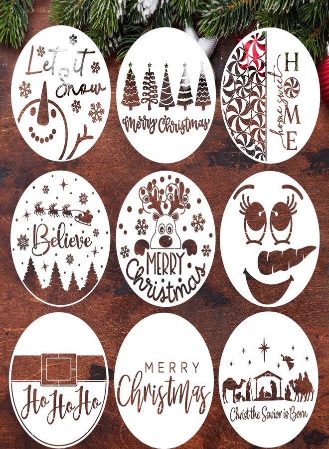 zosylley Christmas Stencils for Painting on Wood 12” Christmas Stencil Xmas Holiday Stencil Round Believe Snowman Templates for Porch Door Decor - Image 1