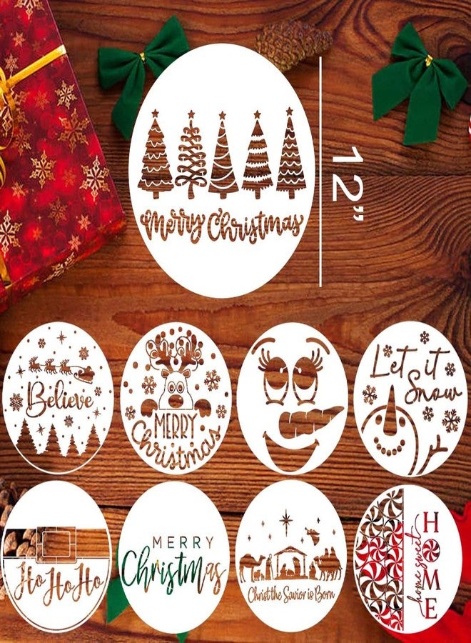 zosylley Christmas Stencils for Painting on Wood 12” Christmas Stencil Xmas Holiday Stencil Round Believe Snowman Templates for Porch Door Decor - Image 2
