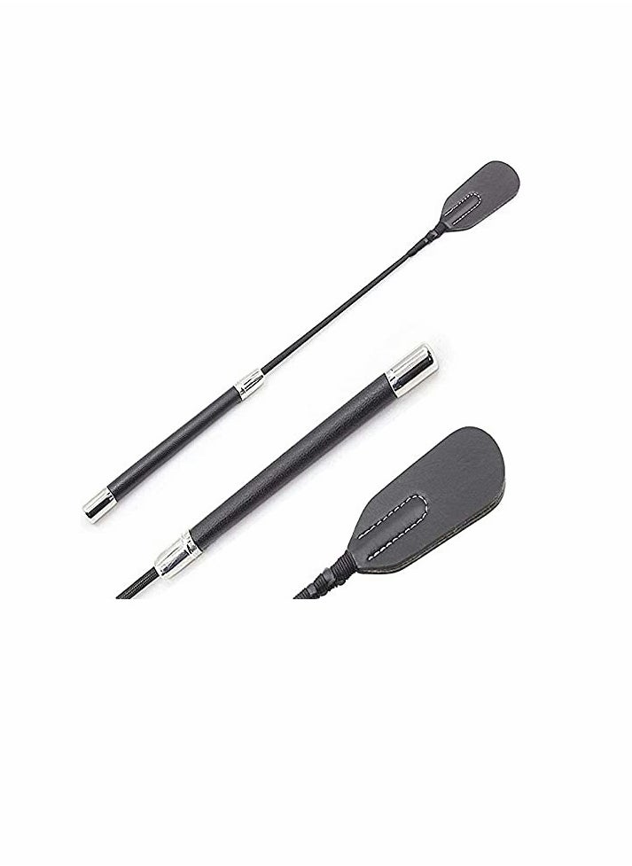 Excefore Riding Crop for Horse, 18 Inch Deluxe Whips, Fiberglass Shaft with Genuine Leather Top, Tough Equestrianism Horse Crop Black  - Image 1