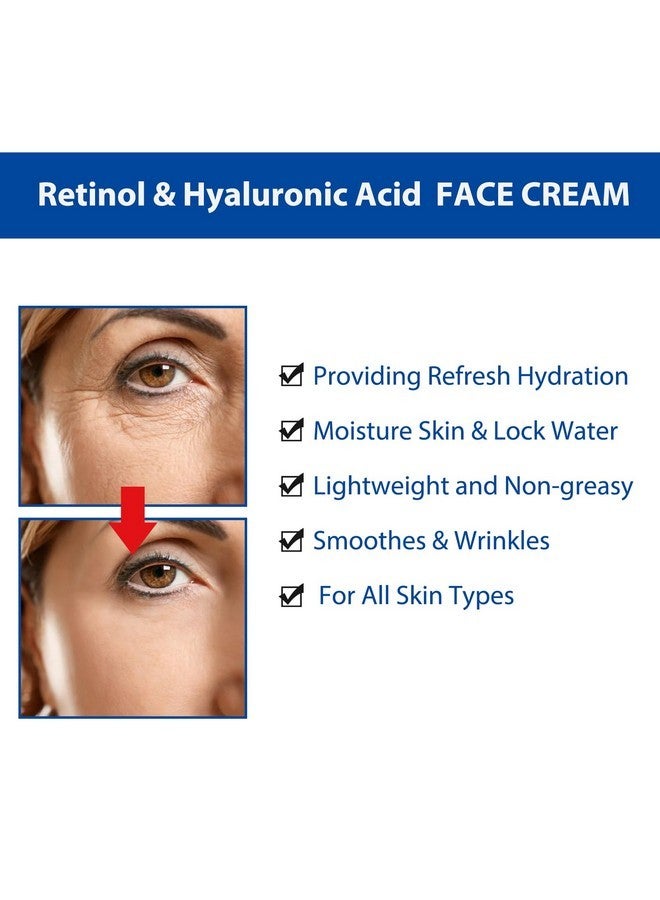 GUOYAOLIFU Moisturing Face Cream Skincare for Women,Day Night Retinol Hyaluronic Acid Facial Cream for Face,Hydration Face Cream for All Skin Types (1.7 Oz) - Image 2