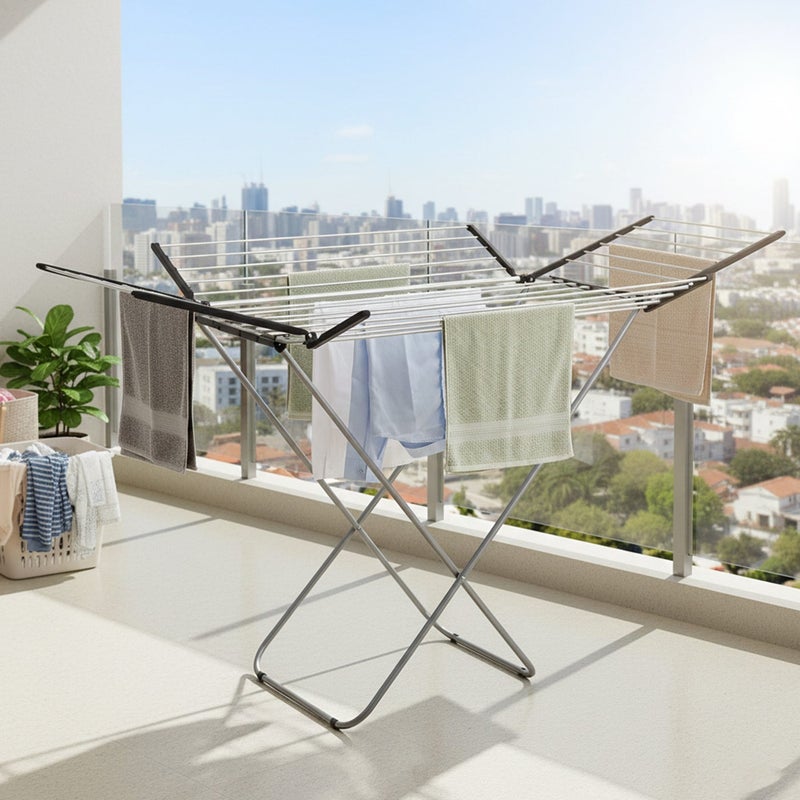 Cuisine Art 25M Aluminium Cloth Dryer with Iron Legs  Black | Heavy Duty Foldable Clothes Drying Stand | Size 175Ã—55Ã—110 cm for Home, Balcony & Indoor Outdoor Use - Image 3