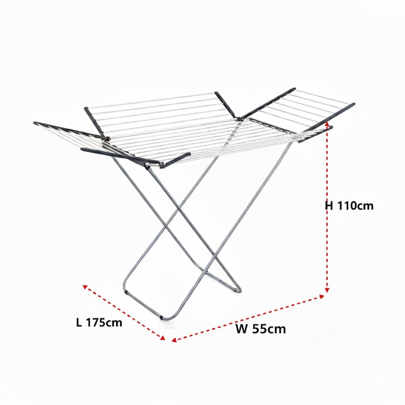 Cuisine Art 25M Aluminium Cloth Dryer with Iron Legs  Black | Heavy Duty Foldable Clothes Drying Stand | Size 175Ã—55Ã—110 cm for Home, Balcony & Indoor Outdoor Use - Image 4