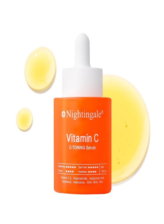 NIGHTINGALE C-TONING VITAMIN C SERUM For Face,Anti Aging and Skin Brightening with Vitamin C,Niacinamide, Hyaluronic Acid,Vitamin E,Adenosine,Reduces dark Spots, uneven skin Tone, 1.69fl.oz(50ml) - Image 1