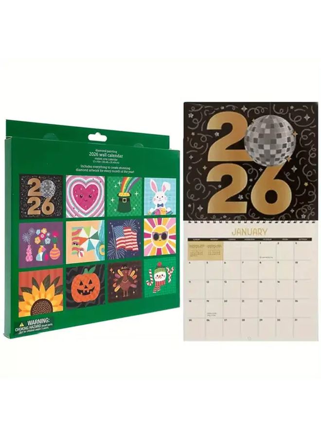 2026 DIY Diamond Painting Wall Calendar Kit 12 Month Flip Calendar with 95 Plus Gemstones Colorful Monthly To Do List and Color Coded Tabs Complete Craft for Home Office Decoration All Ages Activity - Image 5