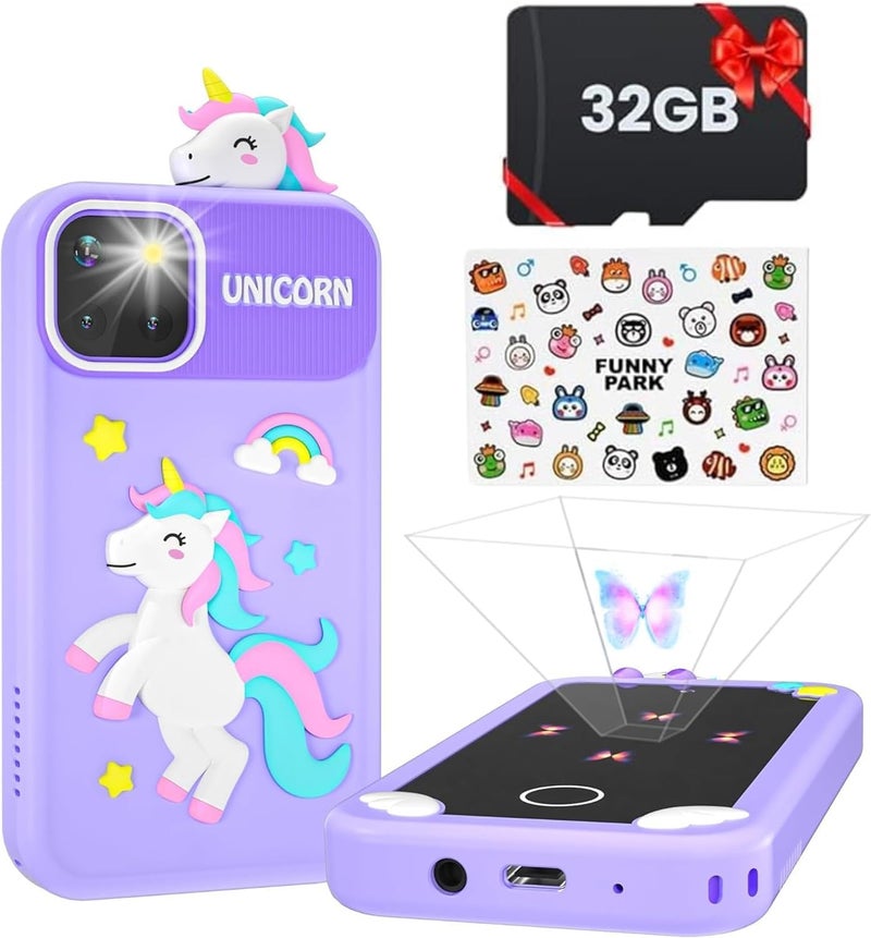 ARSH Kids Smart Phone Toy, Children Cell Phone with Touchscreen Dual Camera MP3 Music Player Toddler Mobile Phone with 32GB TF Card (Violet) - Image 1
