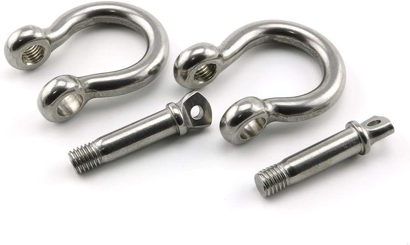 Lind Kitchen 2pcs 3/8 Inch Stainless Steel Bow Shackle Screw Pin Anchor Shackle Hardware Rigging Outdoor Tools for Survival Rope Paracord Camping Bracelet Bow Buckle M10 - Image 3