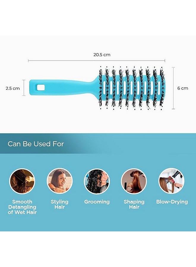 Hearts Hair Brush | Flexible Bristles Brush | Hair Brush With Paddle | Quick Drying Hair Brush | Suitable For All Hair Types | Round Vented Hair Brush | C13-X-Ble | Blue - Image 4