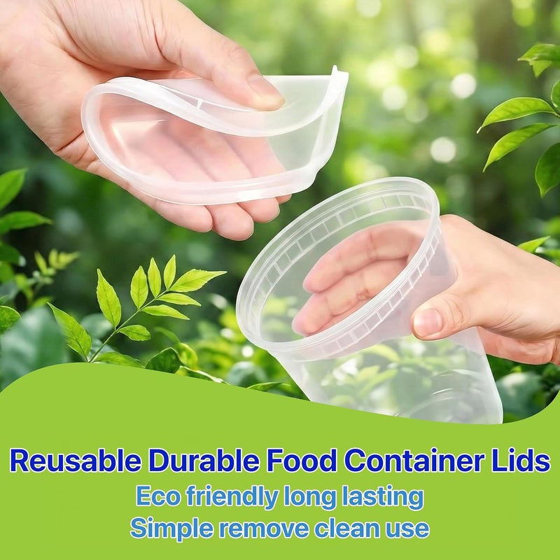 Pokanic Food Storage Containers [30 Set] 32 oz Plastic Deli Containers with Lids Slime Soup Meal Prep Reusable | BPA Free | Stackable | Leakproof | Microwave/Dishwasher/Freezer Safe (30 Set, 32 oz) - Image 5