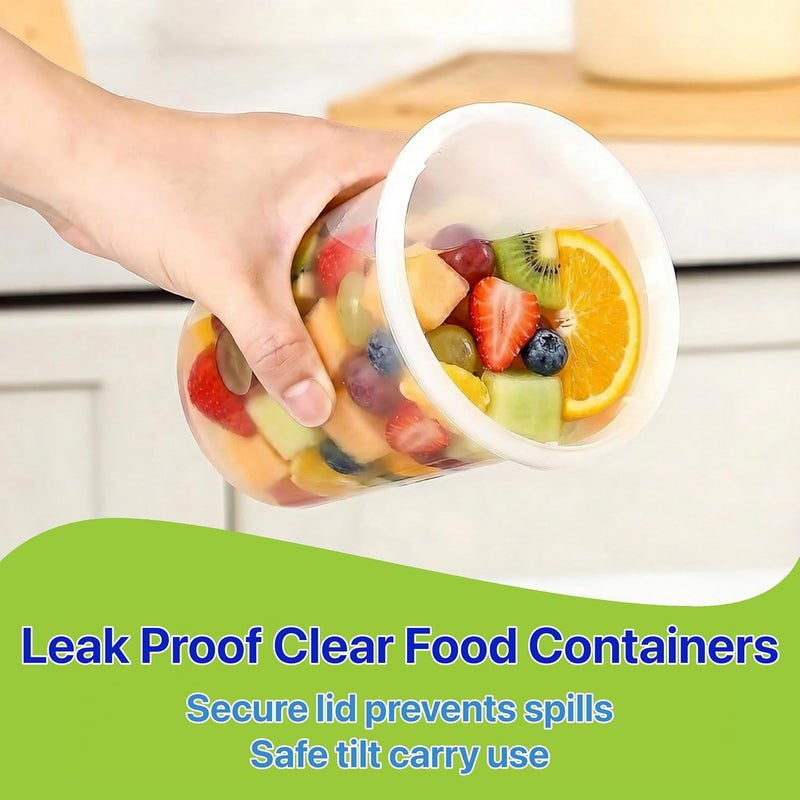 Pokanic Food Storage Containers [30 Set] 32 oz Plastic Deli Containers with Lids Slime Soup Meal Prep Reusable | BPA Free | Stackable | Leakproof | Microwave/Dishwasher/Freezer Safe (30 Set, 32 oz) - Image 4