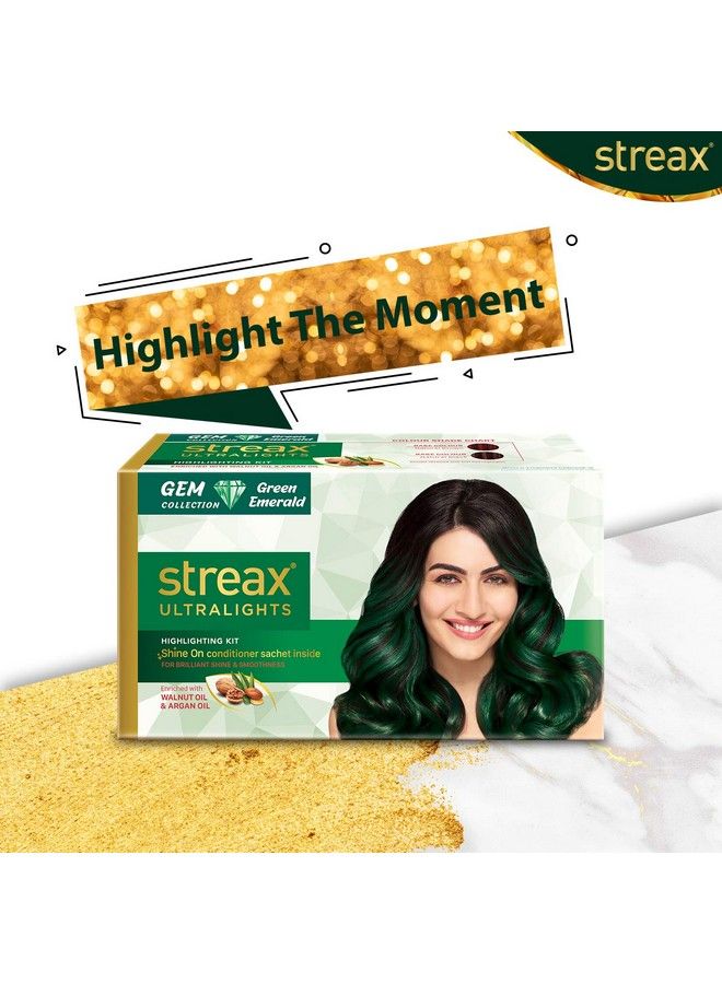 Streax مجموعة تلوين الشعر الفائق الخفة للنساء والرجال 60 مل (عبوة من 2) ؛ مجموعة جيم كولكشن الزمرد الأخضر ؛ تحتوي على زيت الجوز وزيت الأركان ؛ بلسم لمعان ؛ تمييزات تدوم لفترة أطول - Image 4
