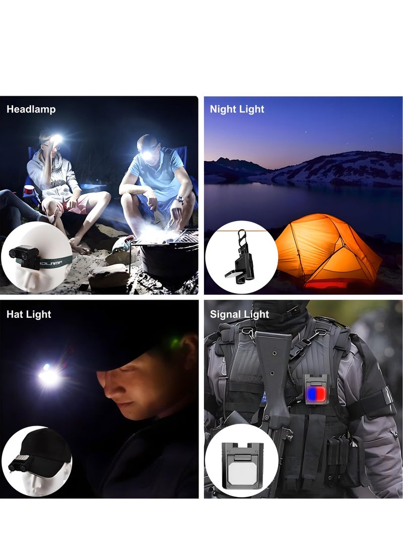 LED Hard Hat Light, 400lumens Rechargeable Dimmable Clip on Cap Lights, 2.5oz Lightweight Head Lamp with Gesture Sensor, 5 Modes, Clip on Flashlight for Peaked Cap, Jackets, Hard Hats