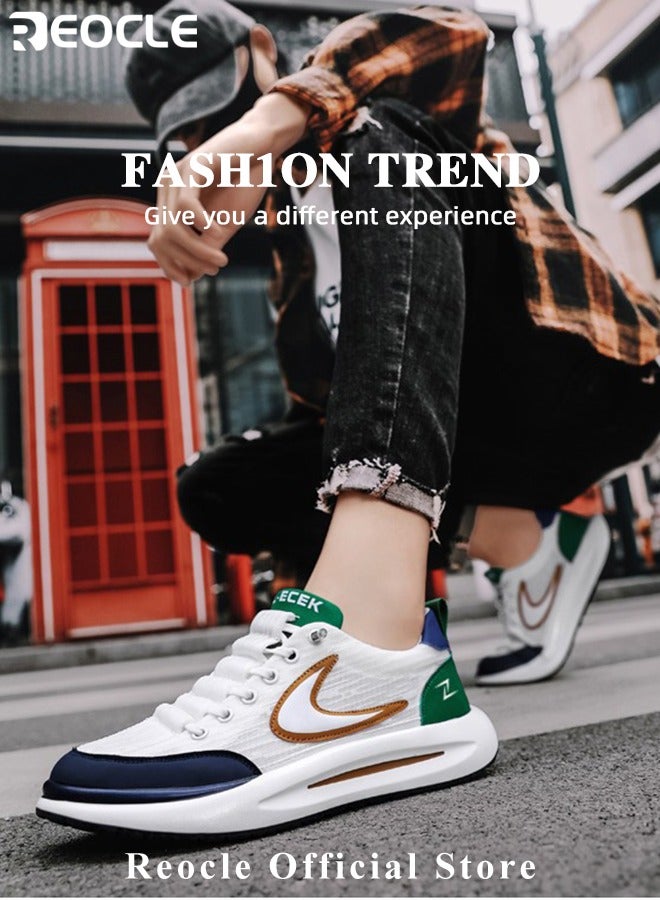 REOCLE Men's Shoes Summer Breathable Mesh Sports Casual Men's Shoes Running Students All-match Dad Shoes - Image 2