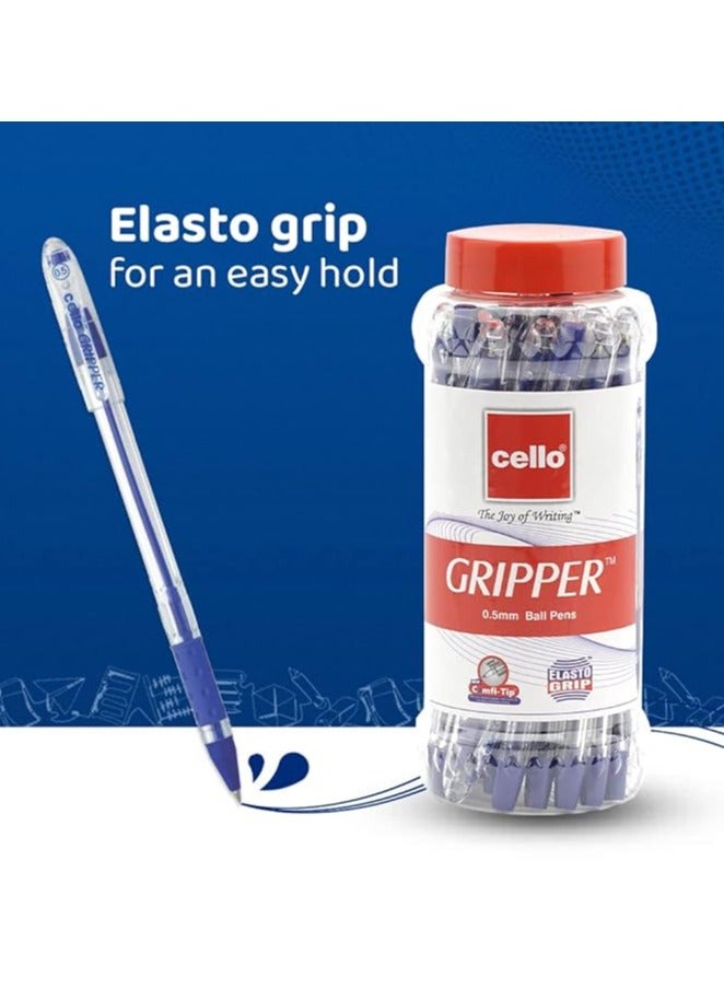 Cello Gripper Ball Pen | Jar of 25 | Blue Ball Pens | Smooth writing Ball Pens | Exam Pens with Grip | Ball pens set for School and Office stationery Pens for comfortable writing - Image 2