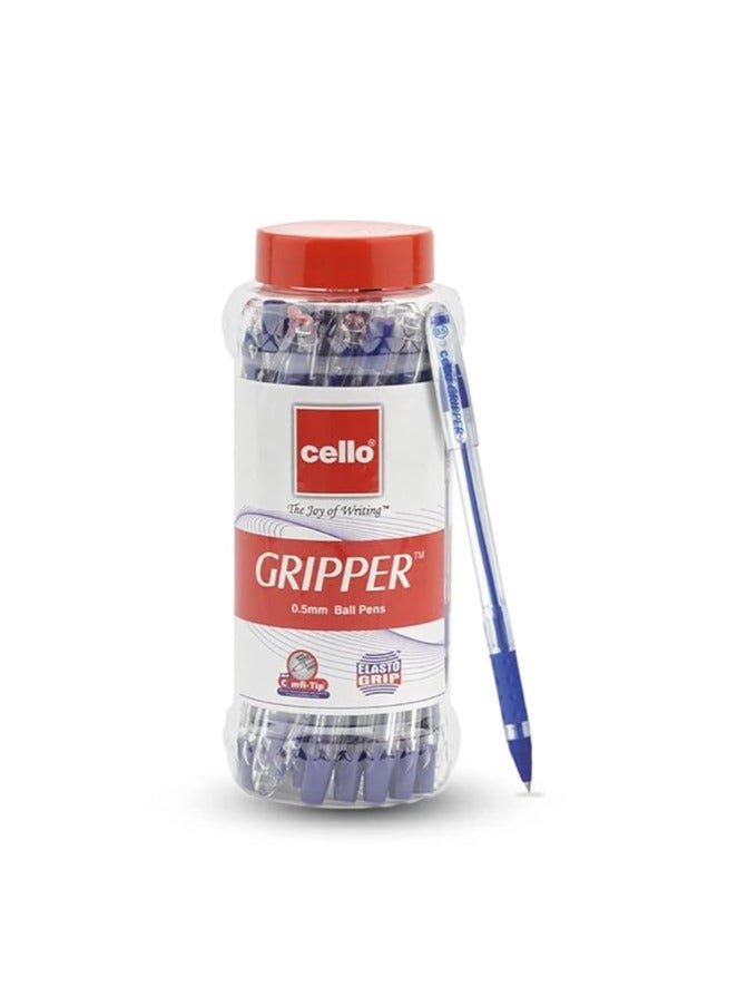Cello Gripper Ball Pen | Jar of 25 | Blue Ball Pens | Smooth writing Ball Pens | Exam Pens with Grip | Ball pens set for School and Office stationery Pens for comfortable writing - Image 1
