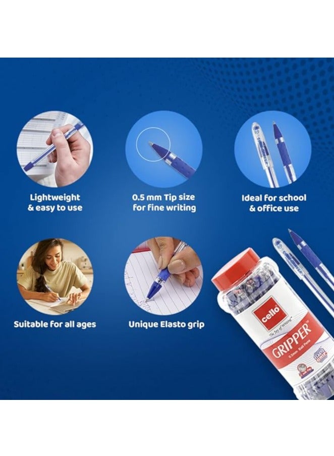 Cello Gripper Ball Pen | Jar of 25 | Blue Ball Pens | Smooth writing Ball Pens | Exam Pens with Grip | Ball pens set for School and Office stationery Pens for comfortable writing - Image 4