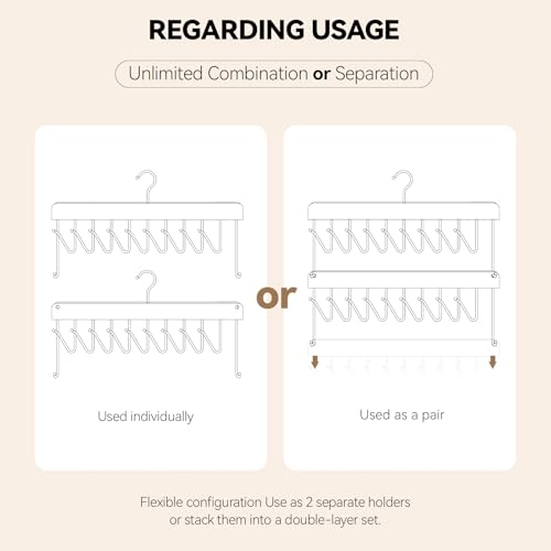 AIHOPESTO 2 Pack Hair Extension Holder Hanger Braiding Rack Stackable Hair Extension Storage Rack for Styling Rotatable Wig Organizer Stand for Wigs Hairpieces ClipTape Ins and Accessories - Image 3