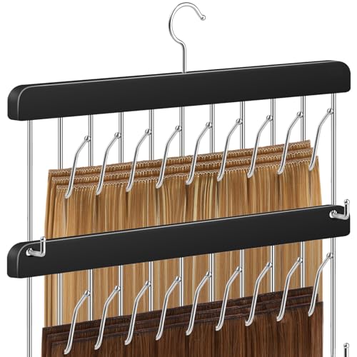 AIHOPESTO 2 Pack Hair Extension Holder Hanger Braiding Rack Stackable Hair Extension Storage Rack for Styling Rotatable Wig Organizer Stand for Wigs Hairpieces ClipTape Ins and Accessories - Image 1