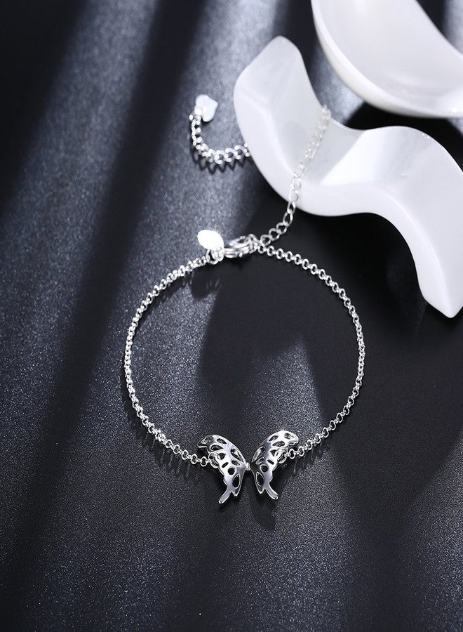 Cutesmile Fashion Jewelry 925 Sterling Silver Butterfly Wings Adjustable Chain Anklet for Women - Image 4