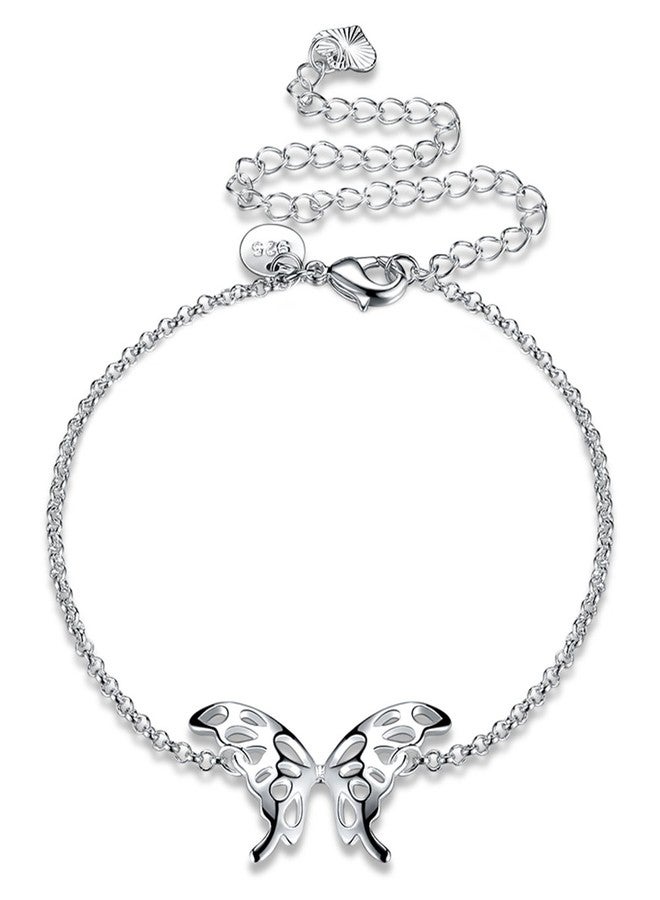 Cutesmile Fashion Jewelry 925 Sterling Silver Butterfly Wings Adjustable Chain Anklet for Women - Image 1