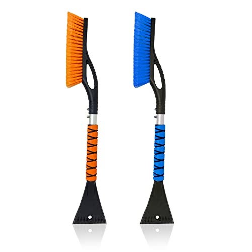 EcoNour 27" Car Snow Brush and Ice Scrapers for Car Windshield (2 Pack) | Scratch Free Bristle Head Snow Brush & Tough Window Snow Scraper with Aluminium Body | Snow Removal Winter Car Accessories - Image 1