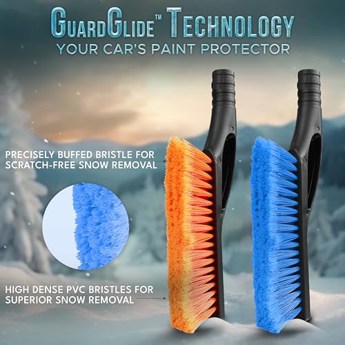 EcoNour 27" Car Snow Brush and Ice Scrapers for Car Windshield (2 Pack) | Scratch Free Bristle Head Snow Brush & Tough Window Snow Scraper with Aluminium Body | Snow Removal Winter Car Accessories - Image 3