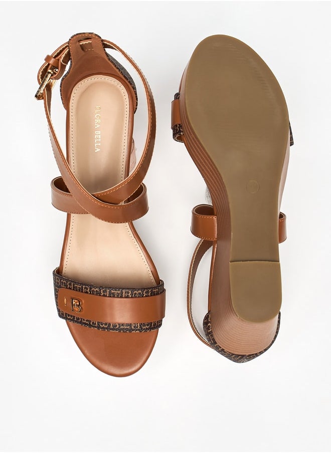Flora Bella By Shoexpress - Women's Cross Strap Wedge Heeled Sandals with Buckle Closure - Image 1