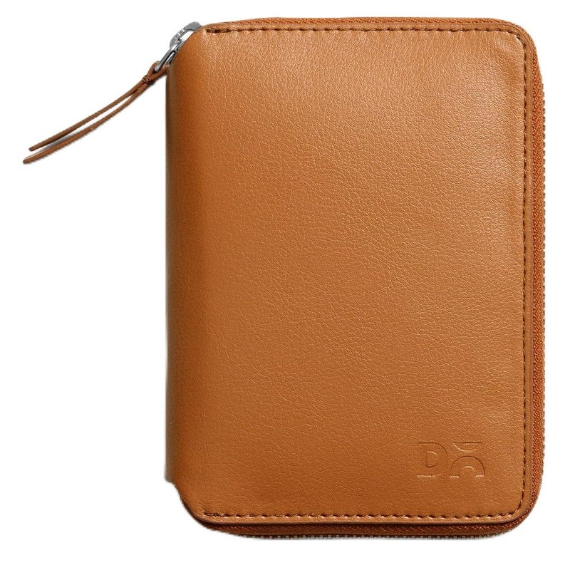 Daily Objects Check-In Travel Passport Wallet Cover for Men and Women | Passport Cover with Zip Around Closure made of Vegan Leather | Passport Holder with Credit Debit Card Slots - Tan - Image 1
