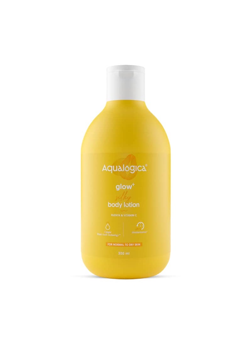 Aqualogica Aqualogica Glow+ Silky Body Lotion for Normal to Dry Skin | Gives 24-Hour Glowing Moisturization with Papaya & Vitamin C | Lightweight Formula | 10.14 Fl Oz/300ml 