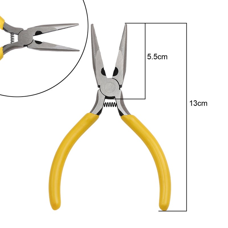 Handmade DIY Tool Pliers Multifunctional Punching Pliers Jewelry Toothless Pointed Nose Pliers Oblique Wire Cutting Pliers Hardware Tools #43 yellow handle pointed nose pliers (with teeth) 