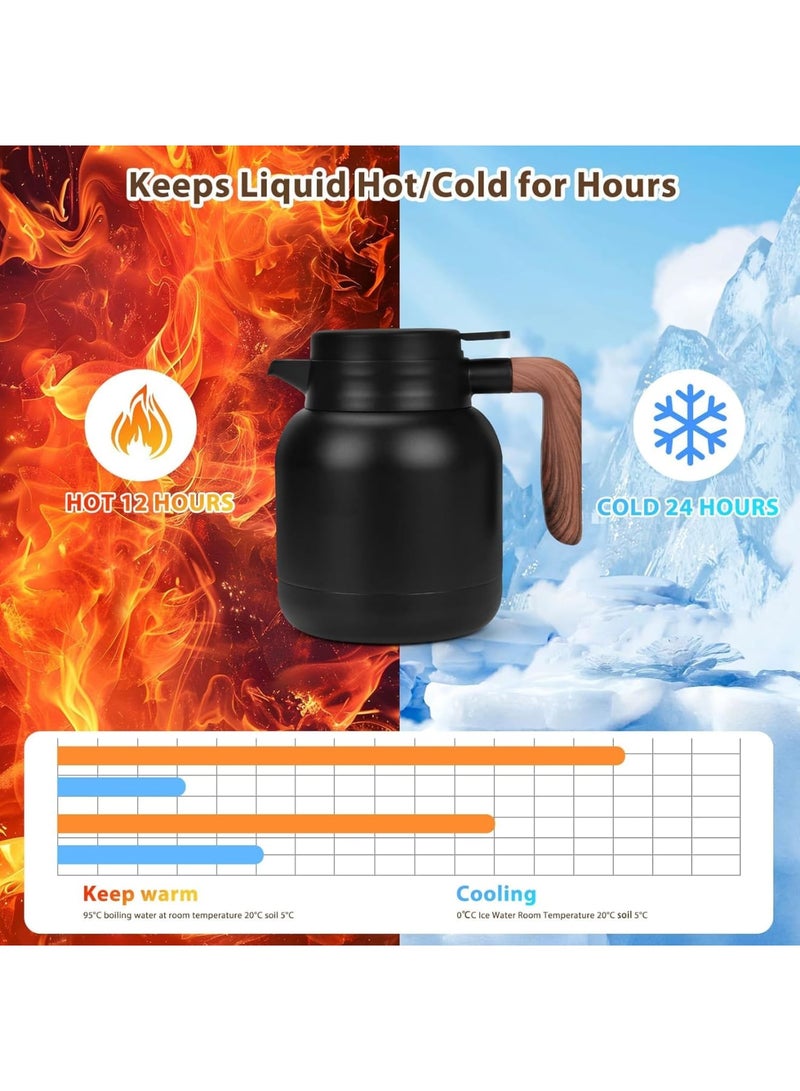 SYOSI Thermal Coffee Carafe, 42oz Insulated Stainless Steel Coffee Thermos Pitcher with Double Wall Vacuum Design for Hot or Cold Beverages, Leak Proof Coffee Tea Water Dispenser for Home Office or Parties - Image 2