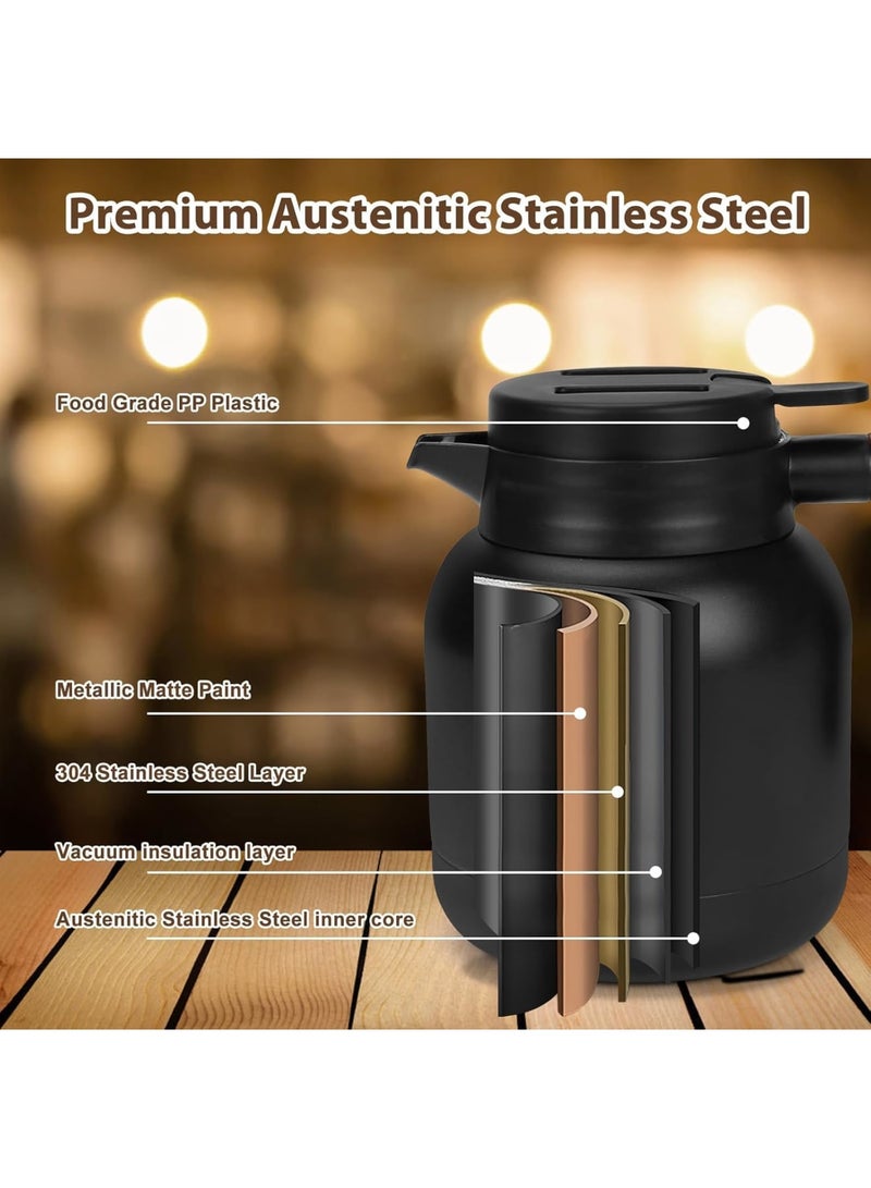 SYOSI Thermal Coffee Carafe, 42oz Insulated Stainless Steel Coffee Thermos Pitcher with Double Wall Vacuum Design for Hot or Cold Beverages, Leak Proof Coffee Tea Water Dispenser for Home Office or Parties - Image 3
