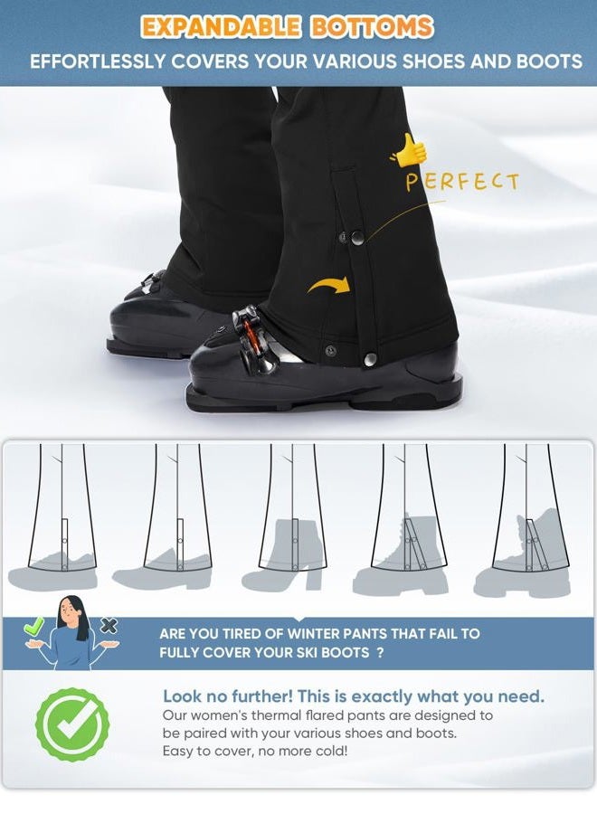 Cycorld Women's Snow Ski Pants Fleece Lined Waterproof Softshell Insulated Flare for Snowboarding Hiking Winter Outdoor(Black, 10 Short) - Image 5