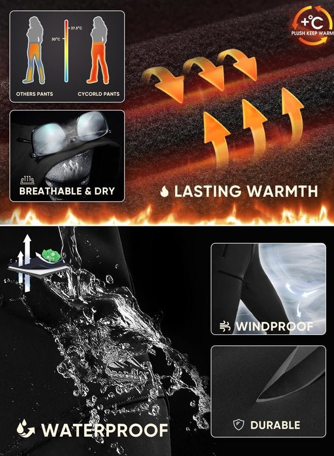 Cycorld Women's Snow Ski Pants Fleece Lined Waterproof Softshell Insulated Flare for Snowboarding Hiking Winter Outdoor(Black, 10 Short) - Image 4