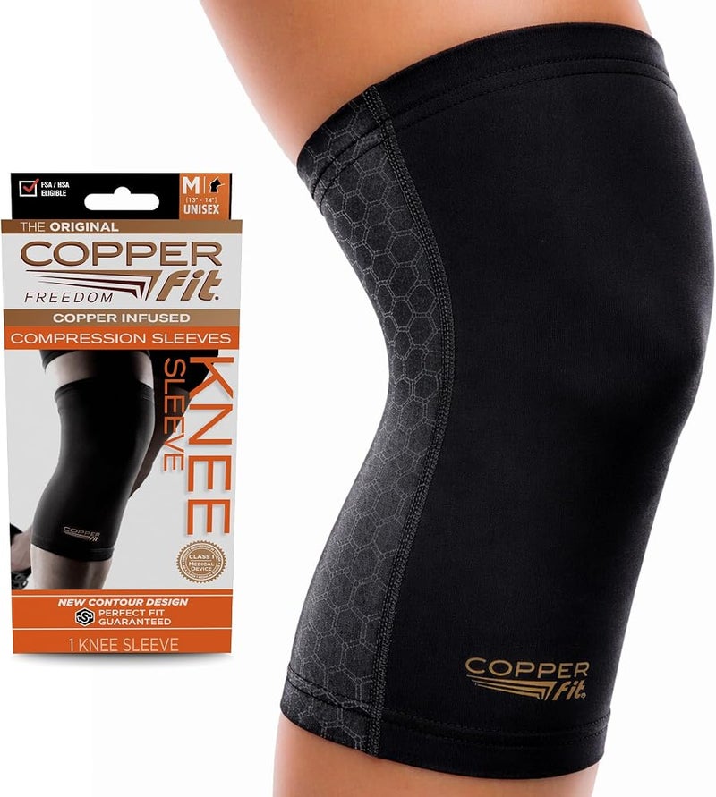 Copper Fit unisex adult Freedom Knee Compression Sleeve Hosiery, Black, Medium US - Image 1