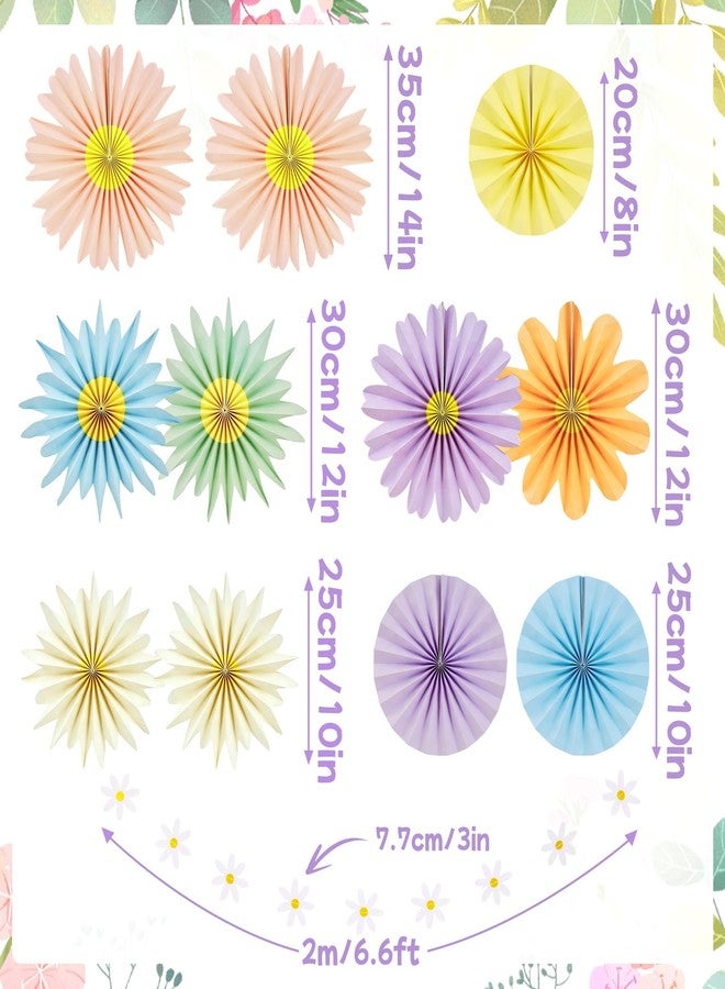 Paper Jazz 12pcs Pastel Paper Flower Decorations - Daisy Paper Fan Backdrop for Birthday Party, Baby Shower, Wedding, Spring & Summer Events,Spring Hanging Flower for Classroom Garden - Image 2