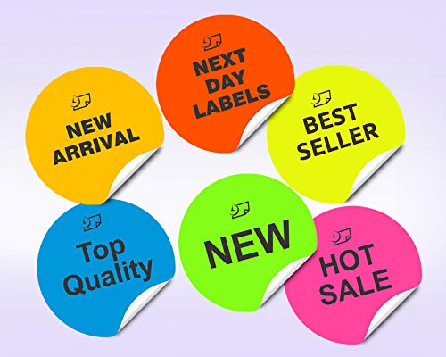 NextDayLabels ملصقات نيكست داي - 8-1/2 × 11 ملصقات ملونة نيون عالية اللمعان للطابعات الليزرية وطابعات الحبر (نيون أحمر، 2.5" دائري - 12 ملصق لكل صفحة | 300 ملصق) - Image 4
