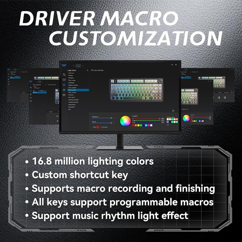 Aula F75 75 Wireless Gasket Gaming Keyboard Hot Swappable Pre-Lubed Reaper Switches Five-Layer Padding Knob 2.4GHz/Bluetooth 5.0/USB-C Tri-Mode RGB Backlit For PC Mac - Image 5