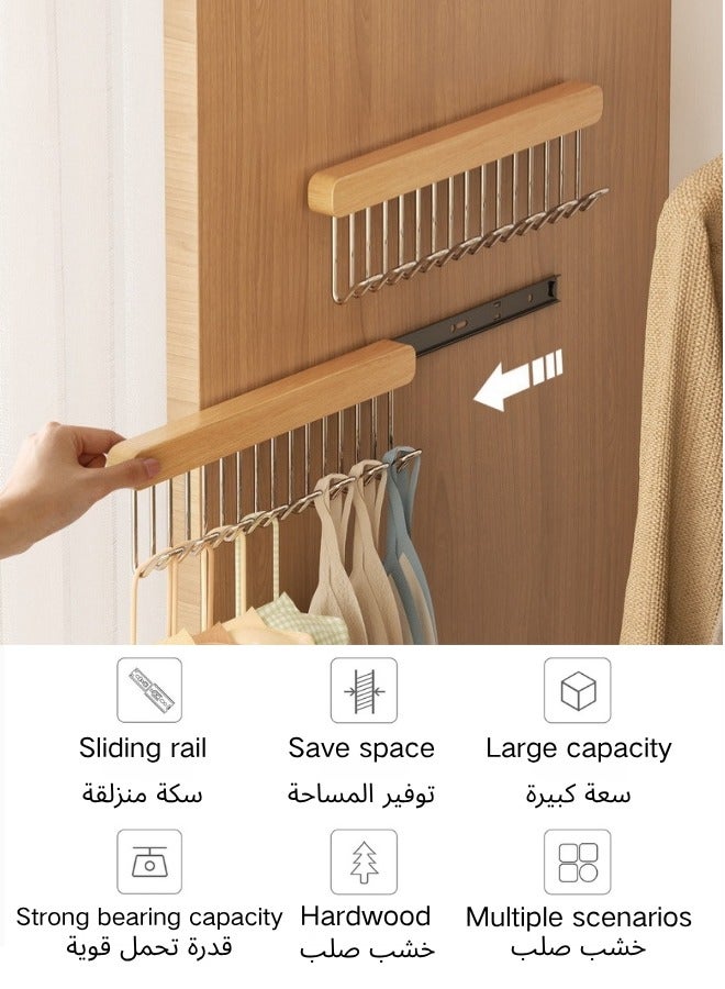 kangchoice Pull-Out Hanger for Closet – Sliding 8-Hook Organizer Rack for Bras, Tank Tops, Scarves, Belts, Space-Saving Side Storage Rail for Wardrobe or Kitchen, Left Side 8 Hooks Rail with Adhesive Back Tape, without Drill - Image 1