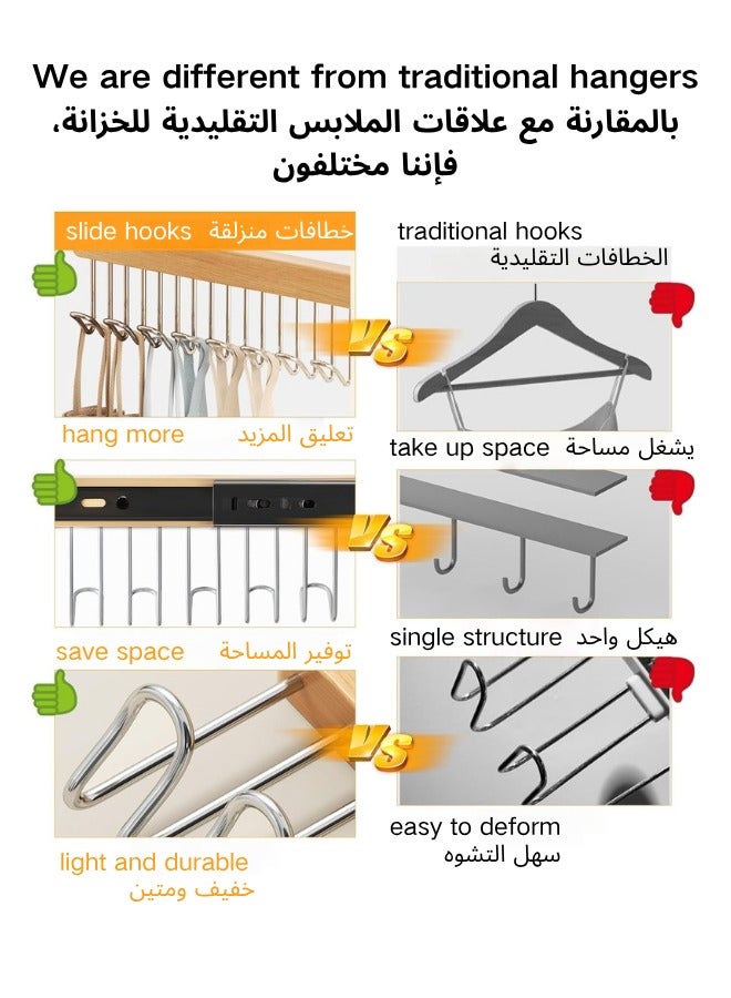 kangchoice Pull-Out Hanger for Closet – Sliding 8-Hook Organizer Rack for Bras, Tank Tops, Scarves, Belts, Space-Saving Side Storage Rail for Wardrobe or Kitchen, Left Side 8 Hooks Rail with Adhesive Back Tape, without Drill - Image 2