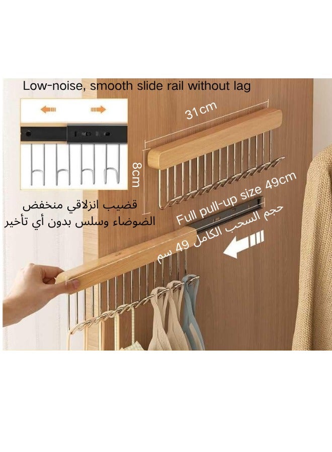 kangchoice Pull-Out Hanger for Closet – Sliding 8-Hook Organizer Rack for Bras, Tank Tops, Scarves, Belts, Space-Saving Side Storage Rail for Wardrobe or Kitchen, Left Side 8 Hooks Rail with Adhesive Back Tape, without Drill - Image 3
