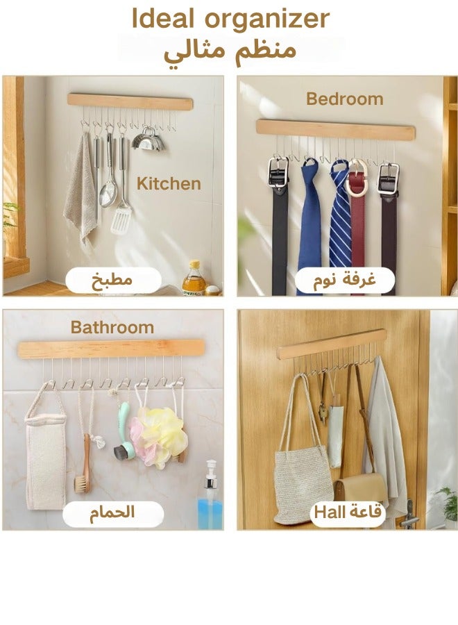 kangchoice Pull-Out Hanger for Closet – Sliding 8-Hook Organizer Rack for Bras, Tank Tops, Scarves, Belts, Space-Saving Side Storage Rail for Wardrobe or Kitchen, Left Side 8 Hooks Rail with Adhesive Back Tape, without Drill - Image 5
