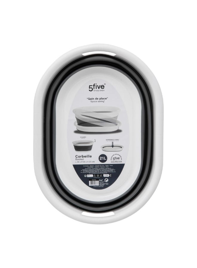 Five Simply Smart Foldable Laundry Basket White and Grey 21 L 186193 - Image 4