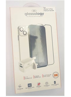 glassology 4 in 1 iPhone 14 Plus Clear Screen Protector Case Lens Guard & Wall Adapter White  - Image 4